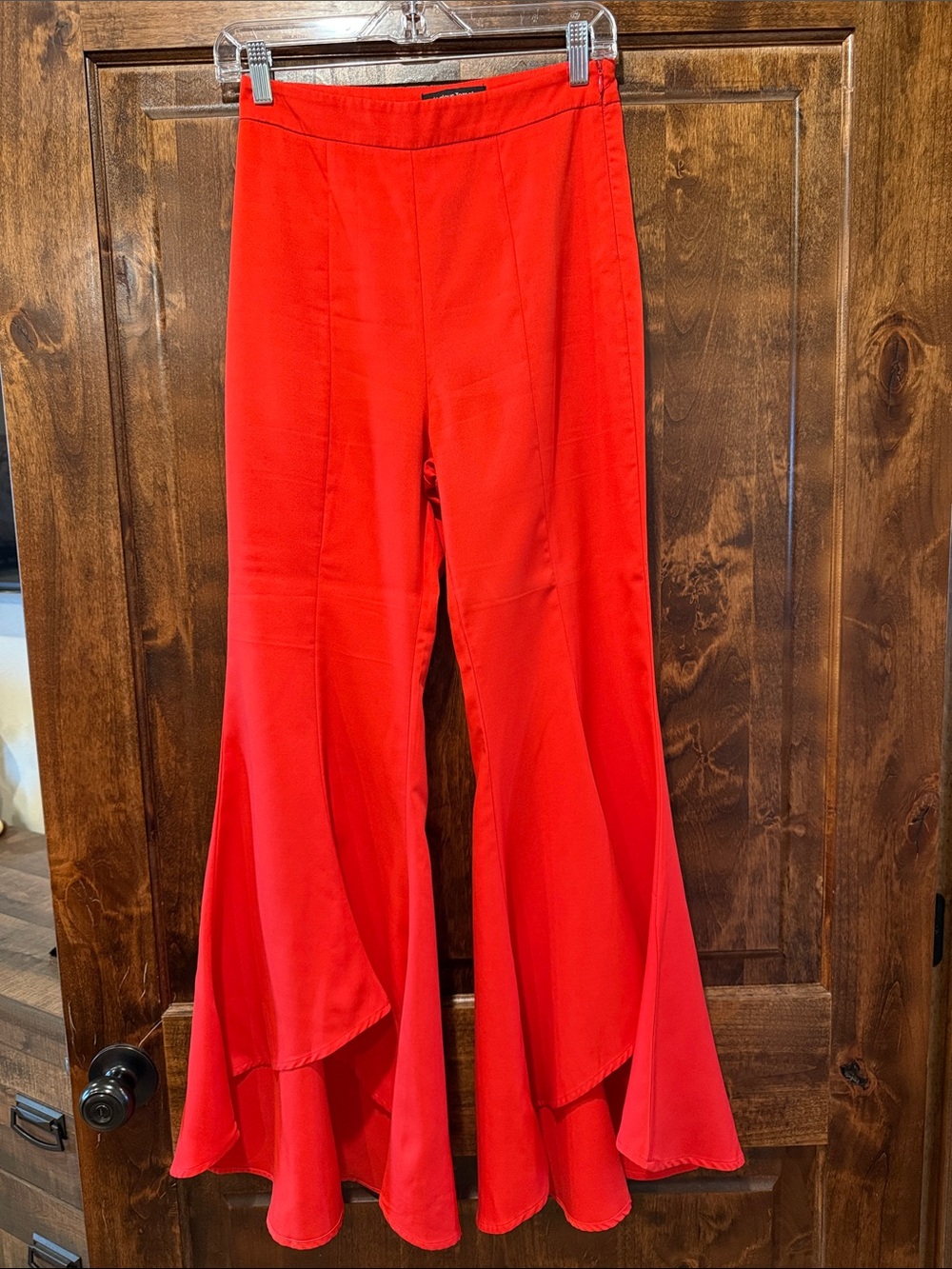 Jealous Tomato Scarlet Wide-Leg Flounce Palazzo Pants